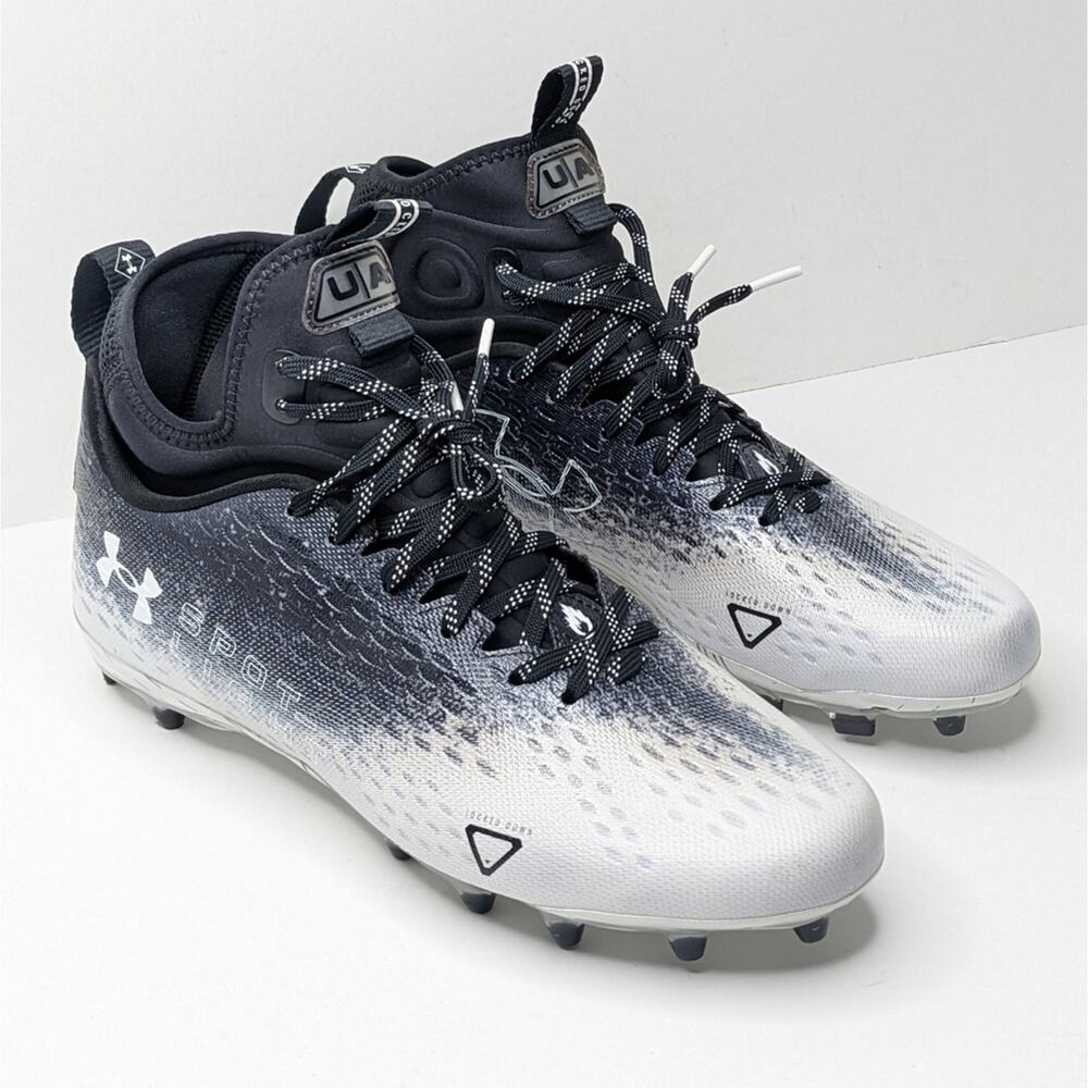Under Armour Spotlight Lux MC 2.0 Football Cleats, Black/White, Mens 10